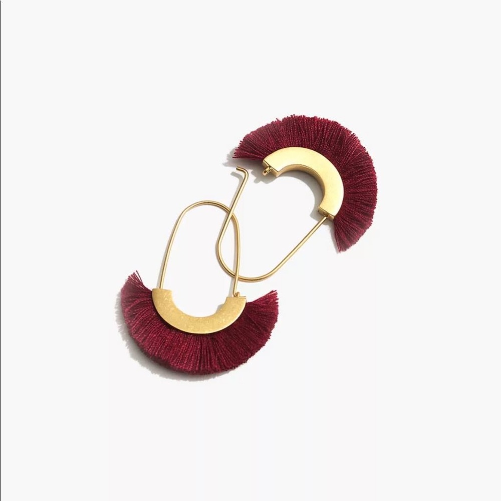 Madewell Arc Wire Fringe Earrings in Bright Garnet
